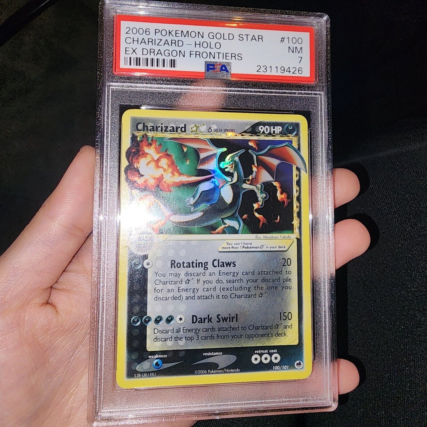 2006 Gold Star Charizard Holo Ex Dragons Frontiers PSA 7
